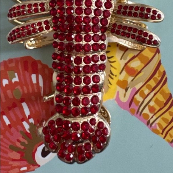 NWT ⚜️🦞⚜️ Piper K Lobster Metal Hair Claw Clip w Rhinestones & Faux Pearls - Picture 4 of 14